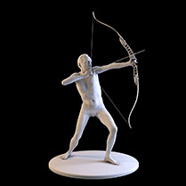 Scan 3D d'un homme bandant un arc