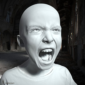 Scan 3D d'un visage en train de crier